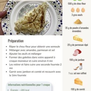 Recette CROQUE Chou Fleur au jambon et conté
